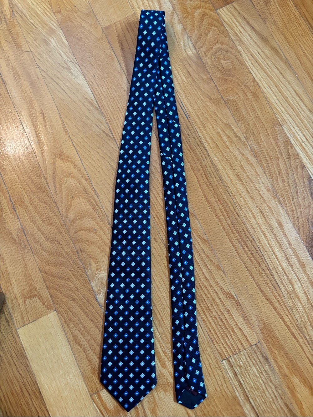 Classic Navy Geometric Silk Brooks Brothers Tie - youth